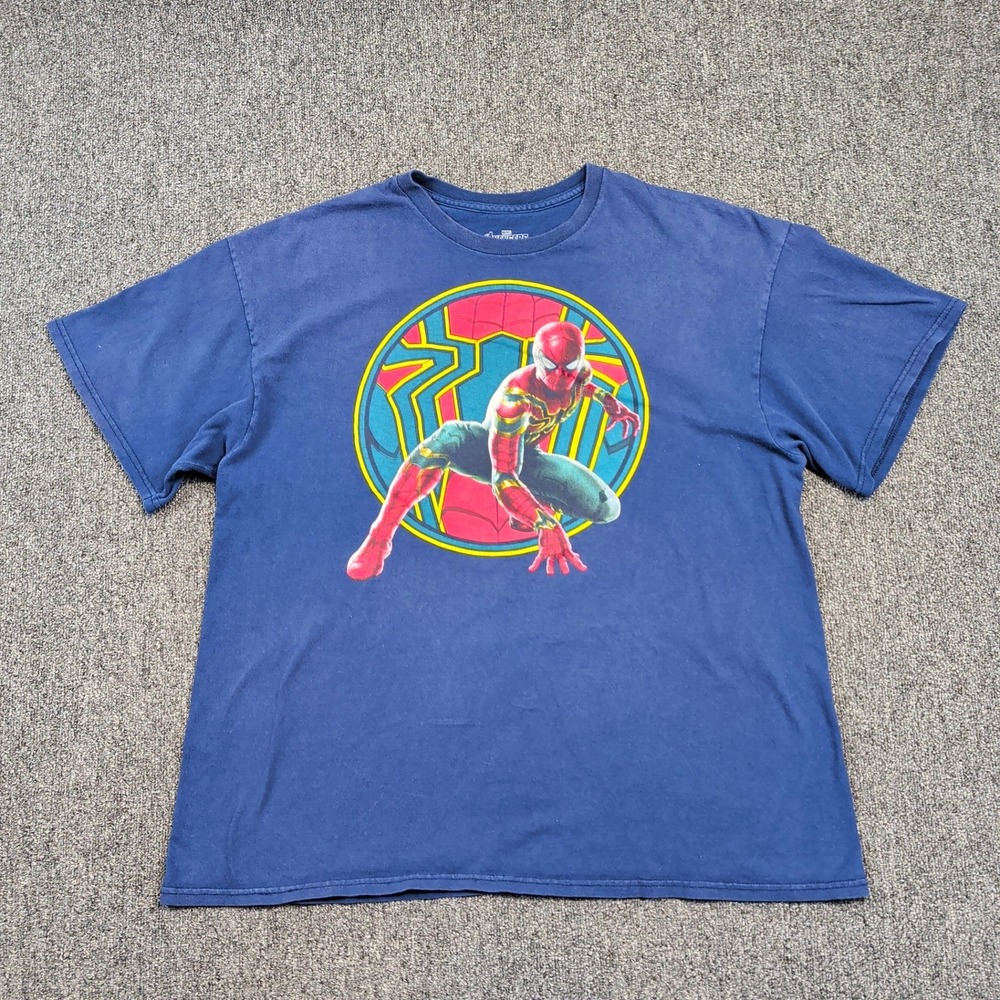 Marvel Y2K Spider-Man Avengers Infinity War Graphic T-Shirt XL Blue Streetwear